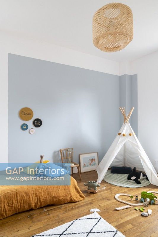 Play tent in modern childrens bedroom 