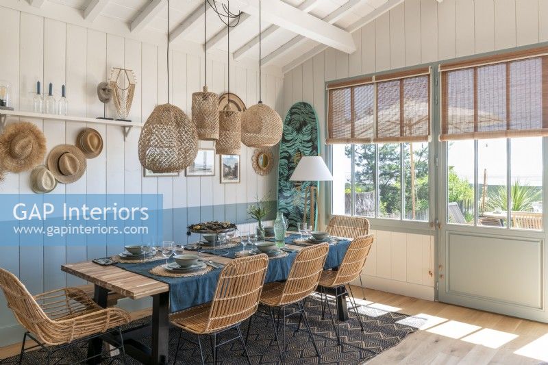 Dining area in coastal cabin home