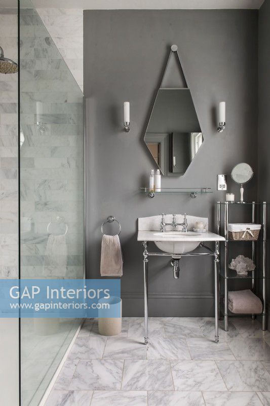 Grey painted modern bathroom