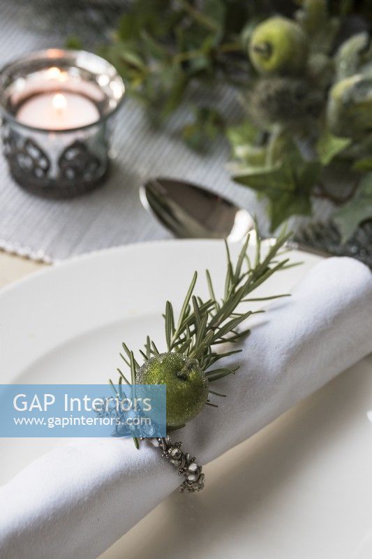 Detail of Christmas dining table decoration