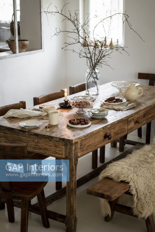 Rustic wooden dining table 