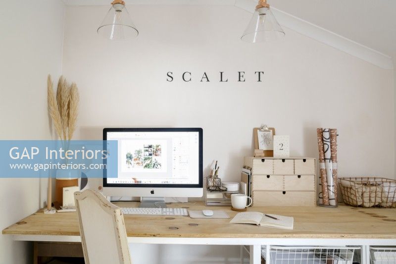 Contemporary home office of graphic designer and artist Kati Scalet.