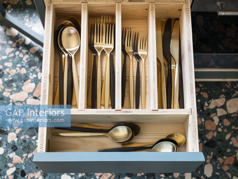 Modern kitchen cutlery drawer