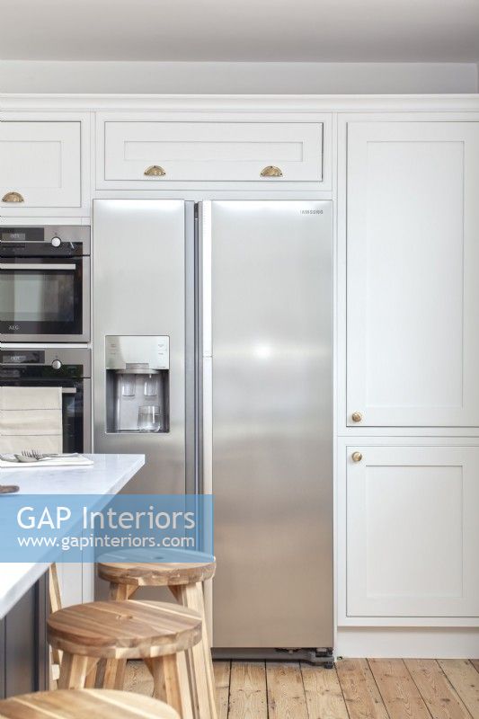 American style fridge freezer in neutral kitchen