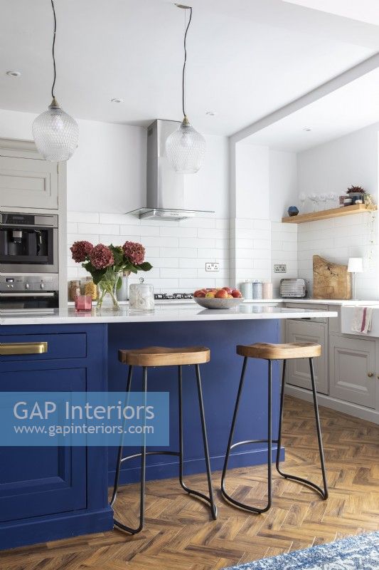 Bold Blue and grey shaker style kitchen