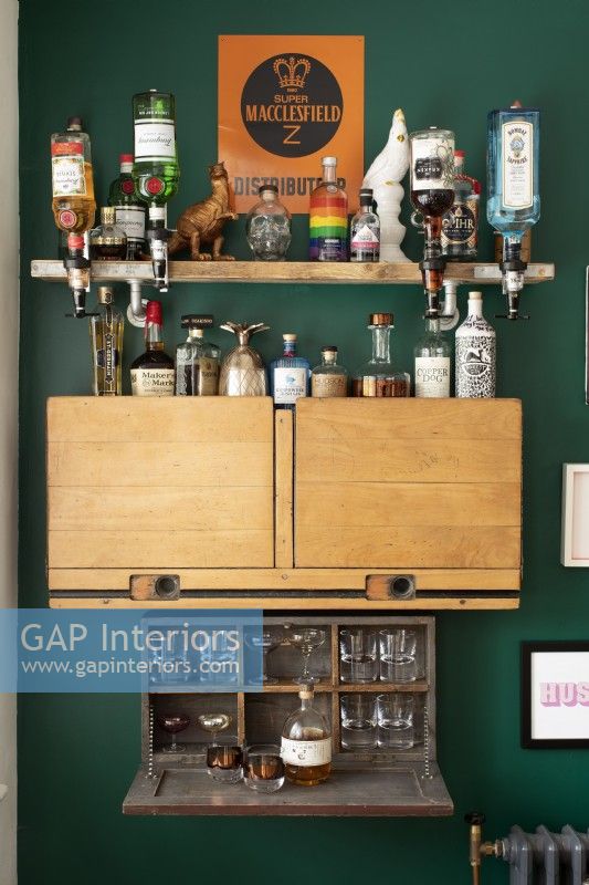 Old School desk made into a bar
