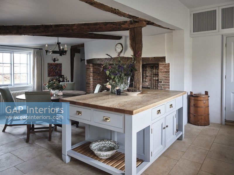Kitchen with exposed wooden beams 