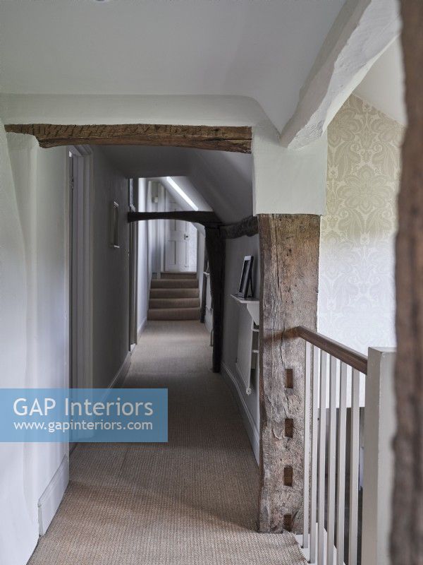 Corridor with exposed wooden beams 