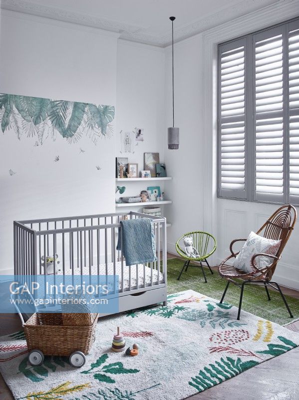 Nursery with grey shutters