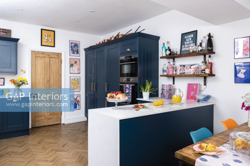 Blue and white modern kitchen