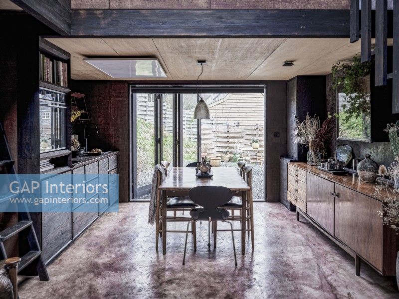 Wooden kitchen and dining area