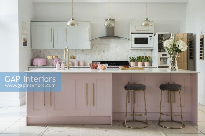 Modern pink and white kitchen