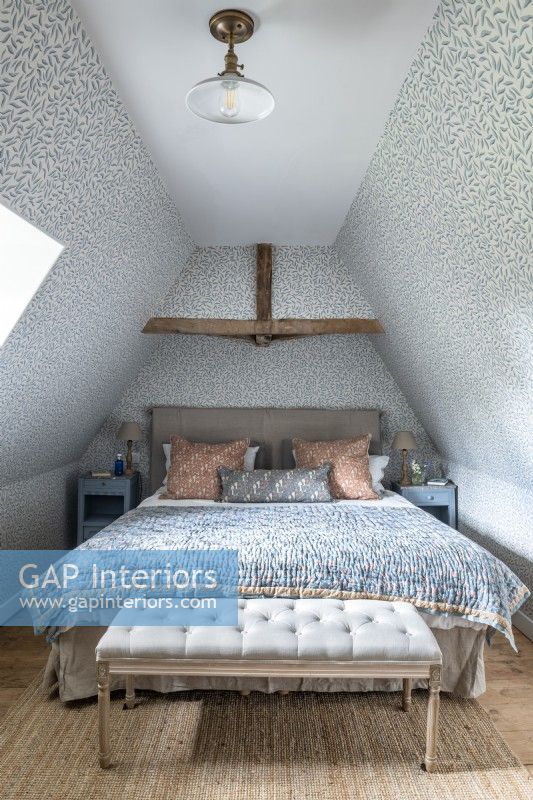 Small country bedroom in attic space