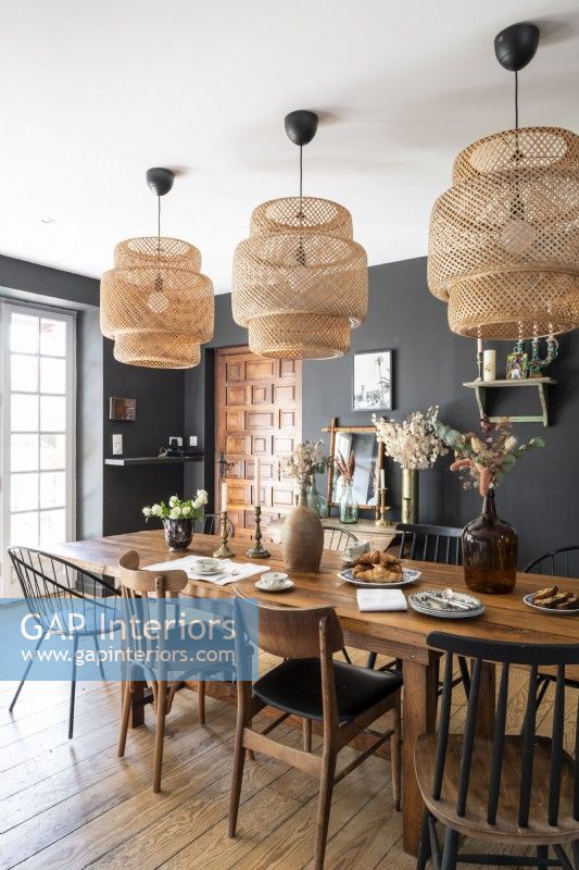 Black and brown modern country dining room