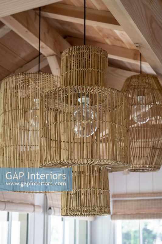 Detail of wicker lampshades 