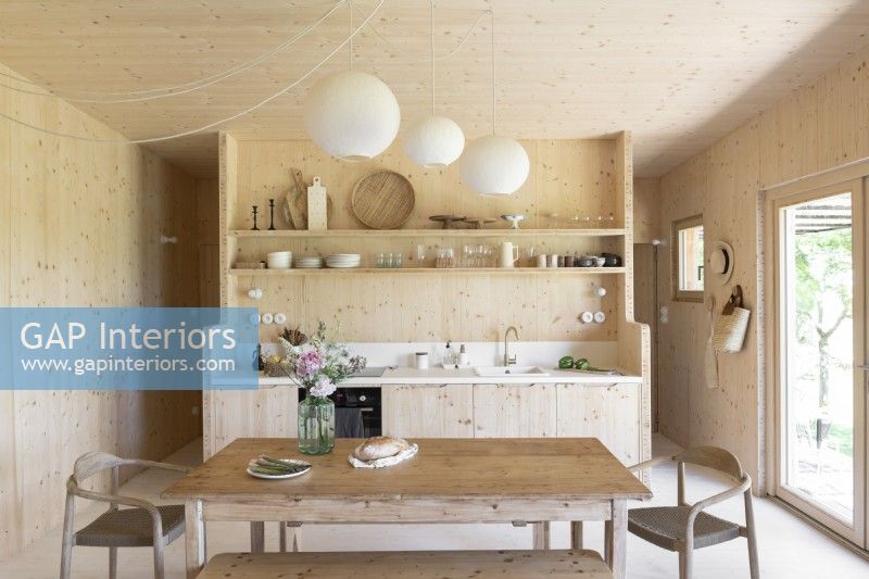 Modern wooden country kitchen-diner