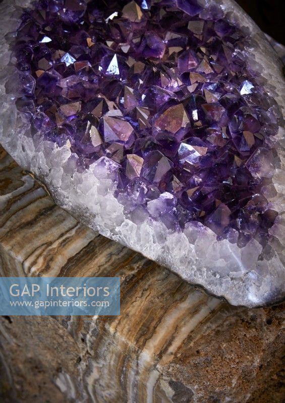 Detail of large rock of purple crystal