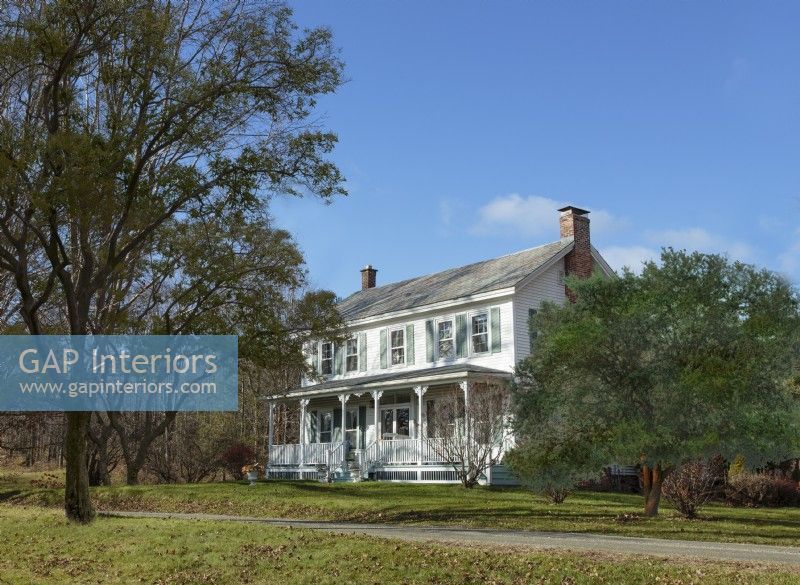 The lovingly restored 1840s farmhouse has been lovingly stands surrounded by fields and trees.