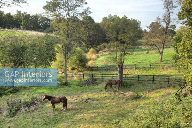 The farmhouse is surrounded by ten acres of rolling hills and pastures.
