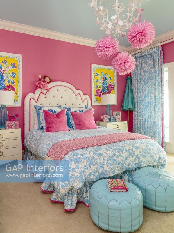 The Small's daughter's room wears happy color and fun accents.