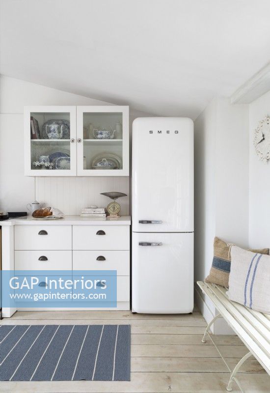 American style fridge freezer in white country kitchen