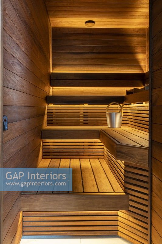 Modern wooden sauna.
