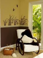 Modern living room with chair and paint effect on wall