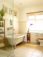 Classic bathroom with separate shower and freestanding roll top bath
