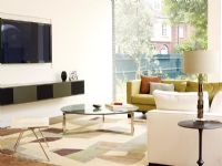 Contemporary living room with large wall mounted  plasma screen television