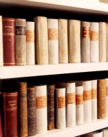Old classic books on shelves