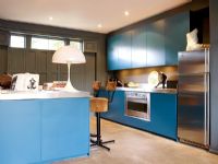 Contemporary kitchen with blue units 