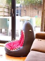 Modern living room with shark head beanbag 