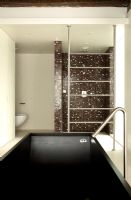 Large contemporary bathroom with separate bath and shower enclosure