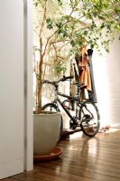 Bike in modern hallway 