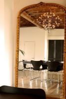View of dining room in mirror