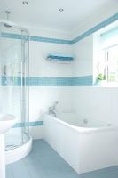 Modern blue and white bathroom