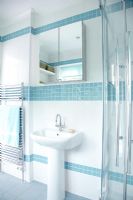 Modern blue and white bathroom 