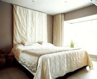 Bed with metallic fabrics