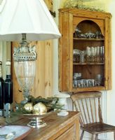 Glassware in display cabinet 