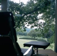 Chair with garden in background