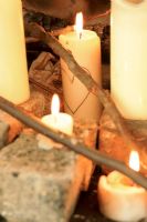 Closeup of burning candles