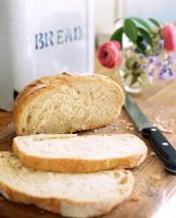 Detail of bread on breadboard 