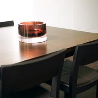 Glass bowl on dining table