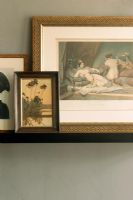 Picture frames on shelf
