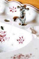 Close-up of floral pattern sink