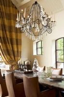 Modern dining room with crystal chandelier