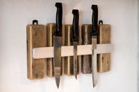 Knives on wall mounted block