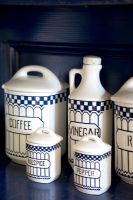 Collection of blue and white storage jars 