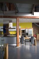 Modern industrial open plan kitchen-diner
