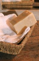 Soap and flannel in basket